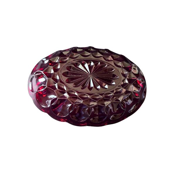 Vintage Avon Cape Cod Ruby Red Divided Relish Dish – Oval Scalloped Edge - Picture 5 of 8